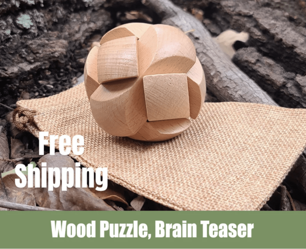 Soccer Shaped Kongming Japanese 3D Wood Ball Brainteaser Lock Puzzle